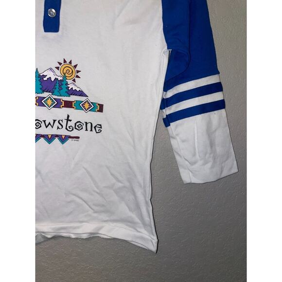 1997 Vintage Le Riche Yellowstone Mountain Graphic White Shirt 90s 1990s VTG S S - Picture 5 of 10